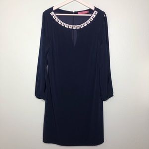 Eliza J navy embellished navy sleeve cutout dress